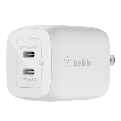 Dual USB-C GaN Wall Charger with PPS 45W